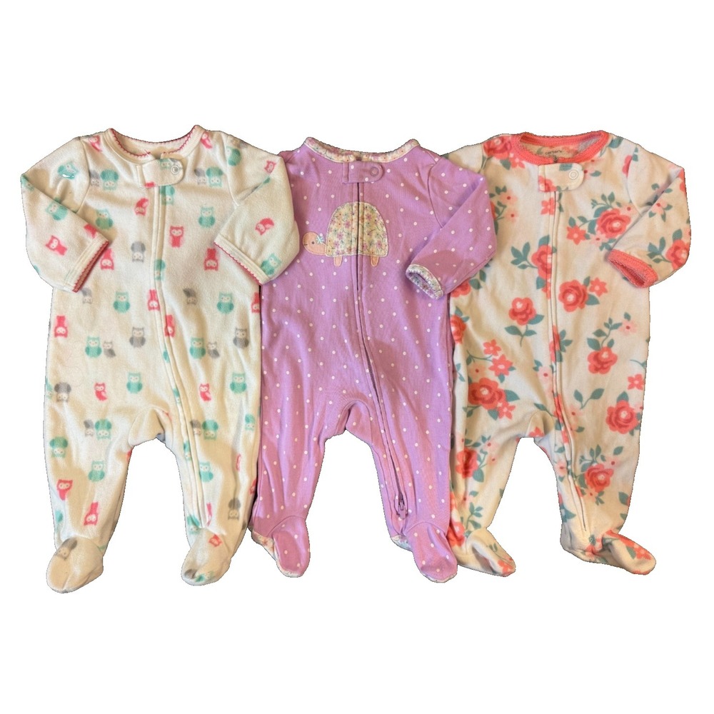 Carters Girl Sleepers 3 Months Lot Zipper Rompers Outfits‎ Sleep N Plays Pajamas